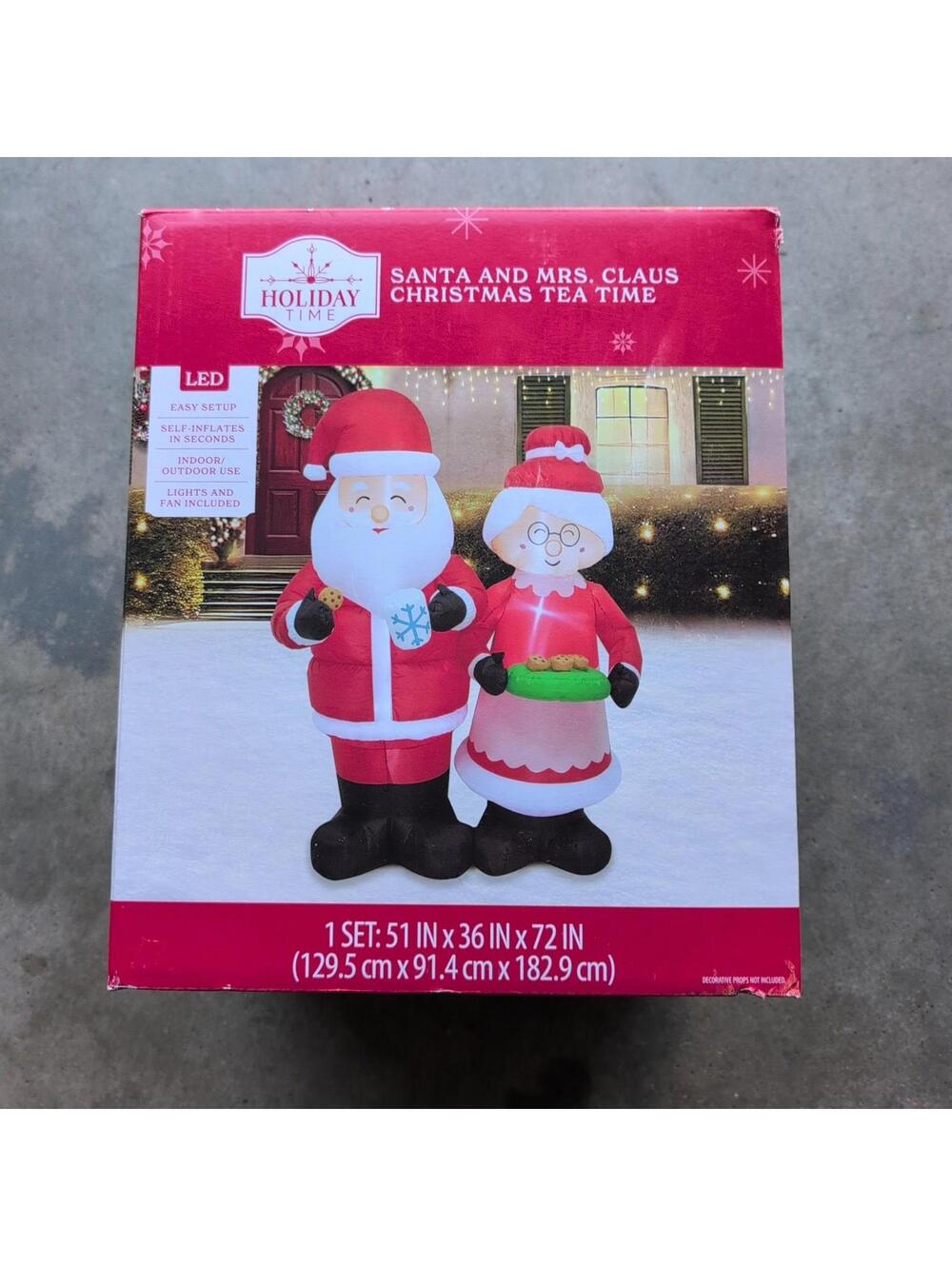 Holiday Time 6ft Santa and Mrs. Claus Tea Time Christmas Yard Inflatable NEW!